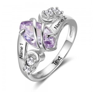 Birthstone Ring, Sterling Silver Personalized Engravable Ring JEWJORI102739